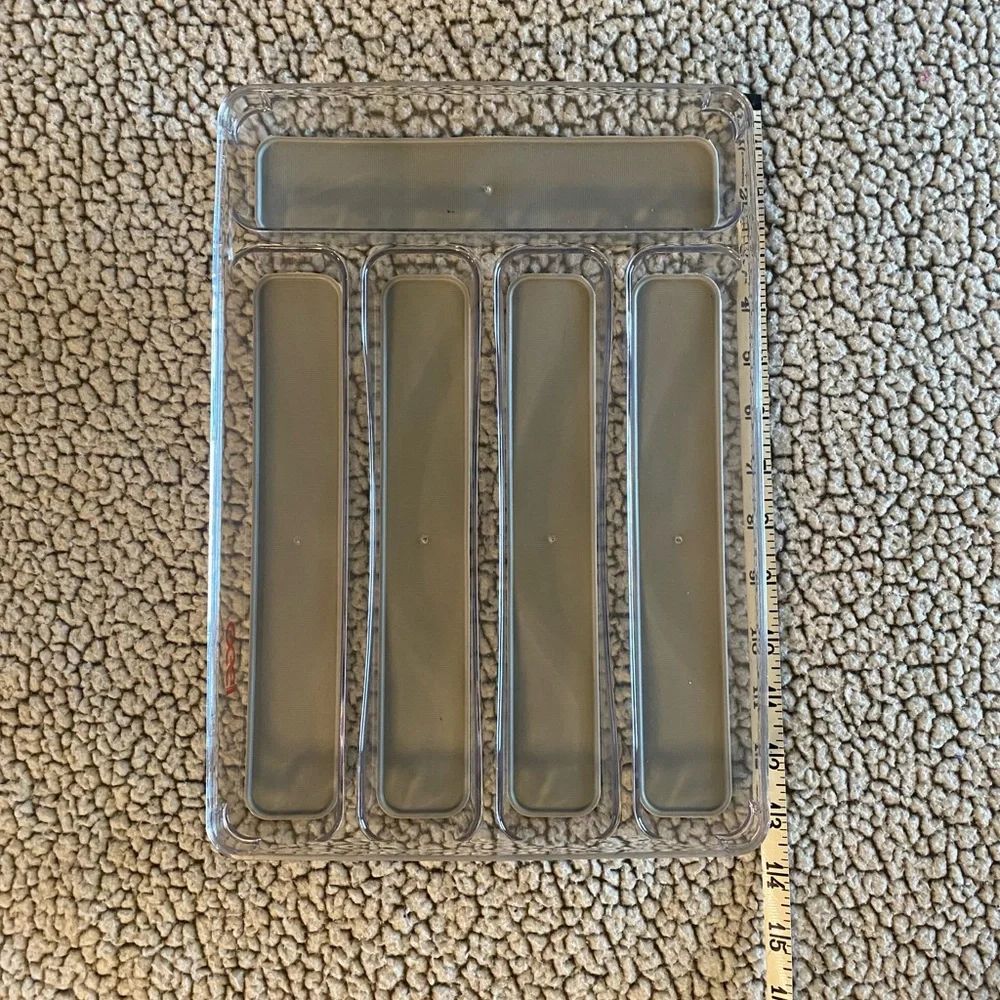Oggi Clear Plastic Silverware Drawer Holder Organizer 5 Compartment Tray Cutlery